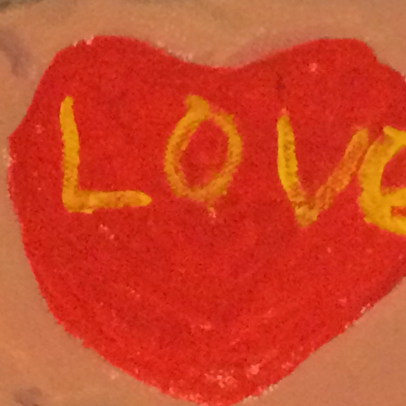 Hand-painted red heart with love